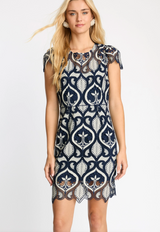 VANNA DRESS IN NAVY & CREAM LACE