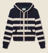 RAFA ZIP-UP HOODIE IN NAVY ANTIQUE WHITE STRIPE