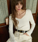 DEMI VNECK TOP IN IVORY