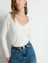 DEMI VNECK TOP IN IVORY