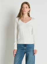 DEMI VNECK TOP IN IVORY
