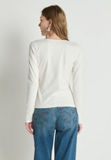 DEMI VNECK TOP IN IVORY