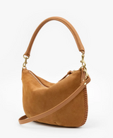 Petit Moyen Messenger - Suede w/ Whipstitch in Caramel