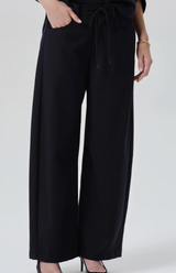 BRYNN DRAWSTRING TROUSER IN FELTED WOOL NAVY