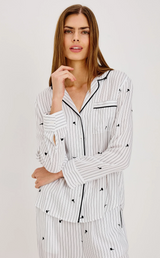 LUNA PAJAMA SET IN STRIPPED ONYX FLORAL