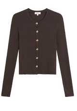 CROP CARDIGAN IN COFFEE
