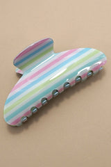 JUMBO STRIPE PLAID OVAL HAIR CLAW CLIPS