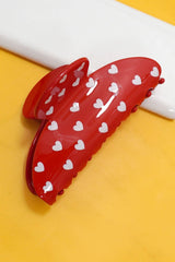 Polka Heart Hair Claw Clip