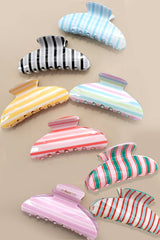JUMBO STRIPE PLAID OVAL HAIR CLAW CLIPS