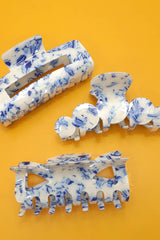 VINTAGE TOILE PATTERN PORCELAIN HAIR CLAW CLIPS
