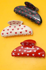 Polka Heart Hair Claw Clip