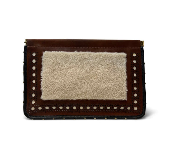 SNAP CLUTCH - LEATHER RATTAN