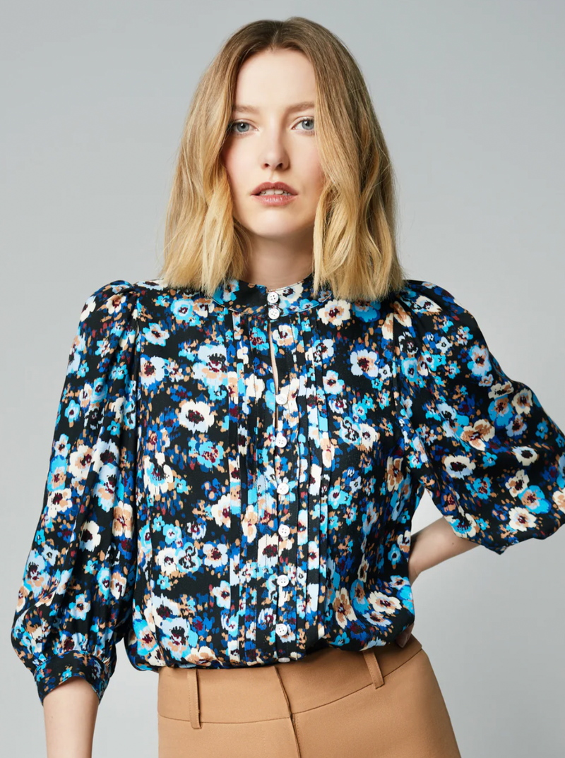 FRONTIER BLOUSE IN MIDNIGHT BLUE FLORAL