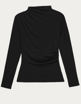 CHARLOTTE ASSYM GATHERED TOP IN JET BLACK