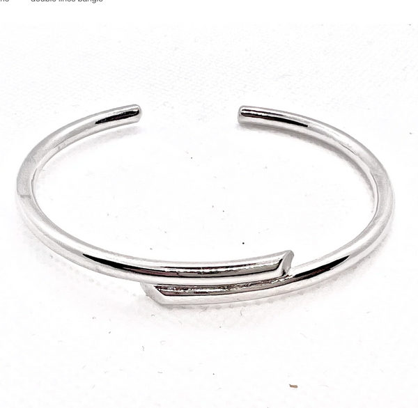 open bangle w/double lines: gold brass