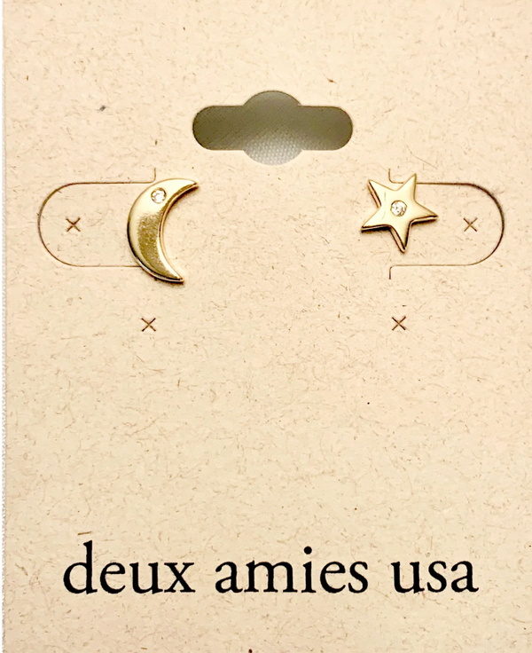 star and moon stud: gold vermeil