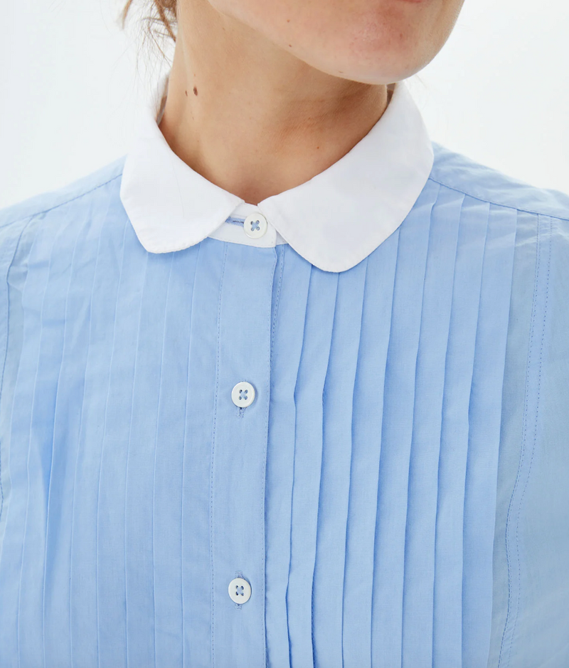 ANETTE TUXEDO SHIRT IN FRENCH BLUE COMPACT COTTON