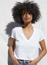 Alanis - Recycled Cotton V Neck in White