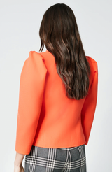 DB BOX PLEAT JACKET IN NEON CORAL