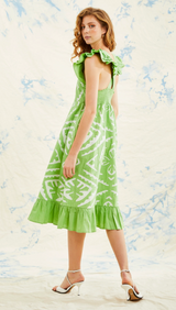 ARYA DRESS - OPALINE GREEN/WHITE