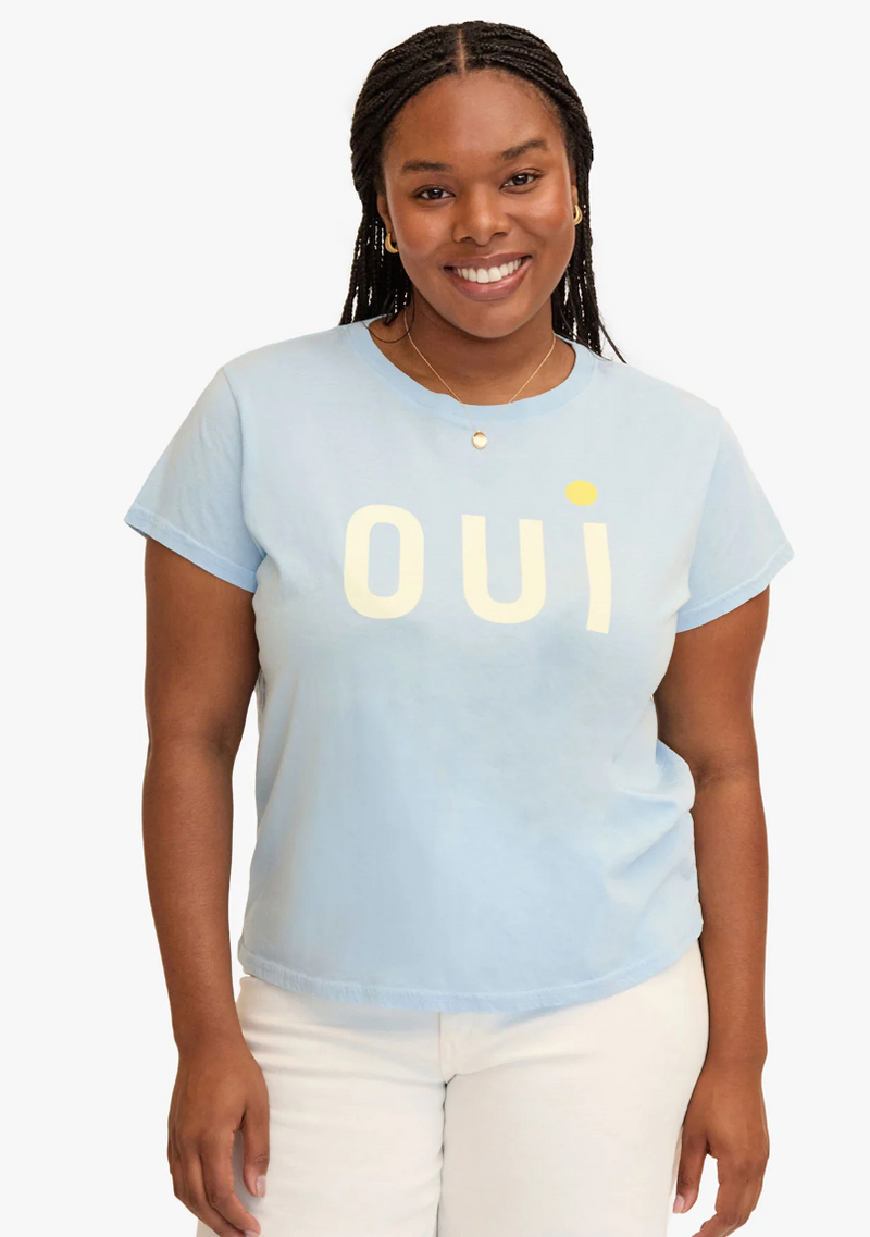 CLASSIC TEE - LIGHT BLUE W/ CREAM YELLOW OUI