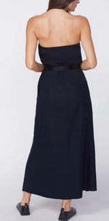 LINEN COLUMN MAXI DRESS - NEW NAVY