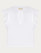 CONSTANCE V-NECK TOP -  WHITE