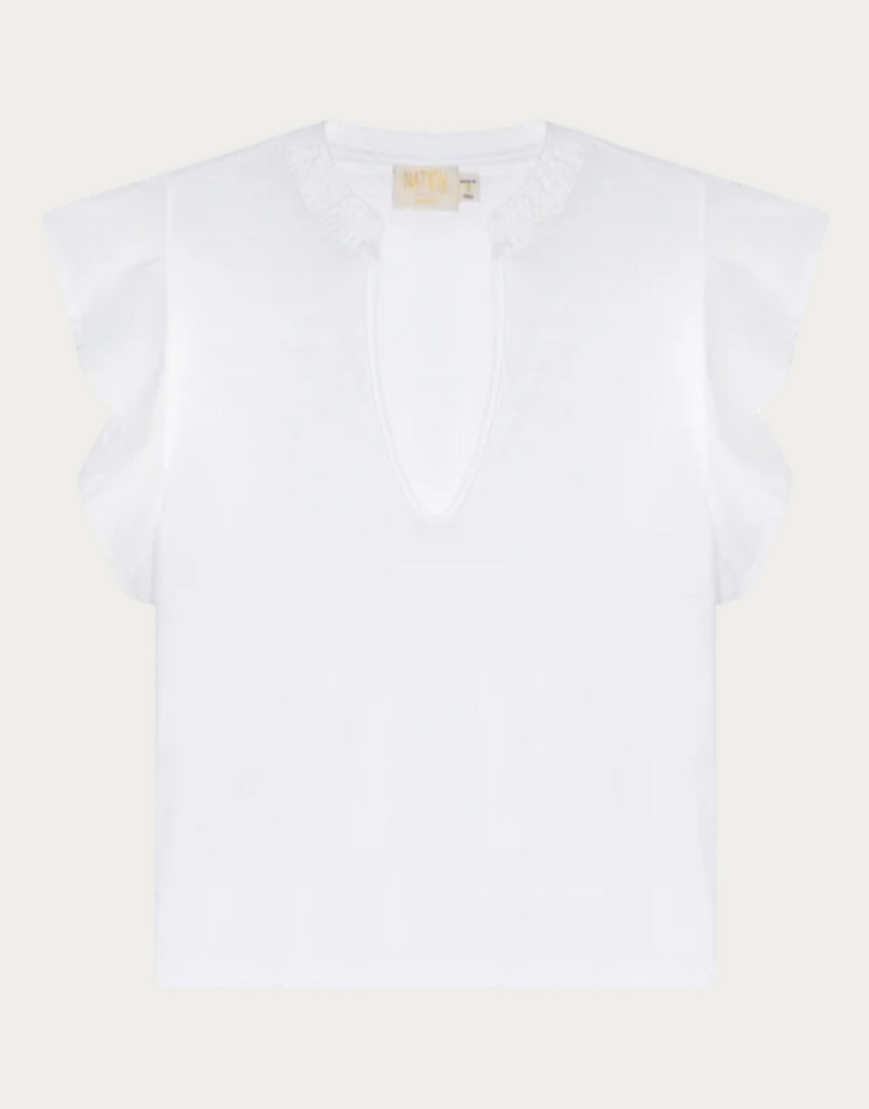 CONSTANCE V-NECK TOP -  WHITE