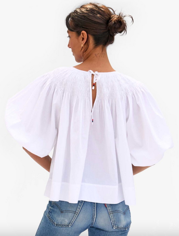 FLEUR BLOUSE - WHITE COTTON LINEN