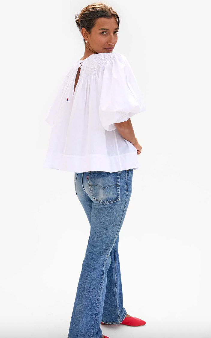 FLEUR BLOUSE - WHITE COTTON LINEN