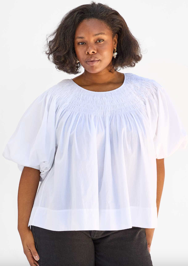 FLEUR BLOUSE - WHITE COTTON LINEN