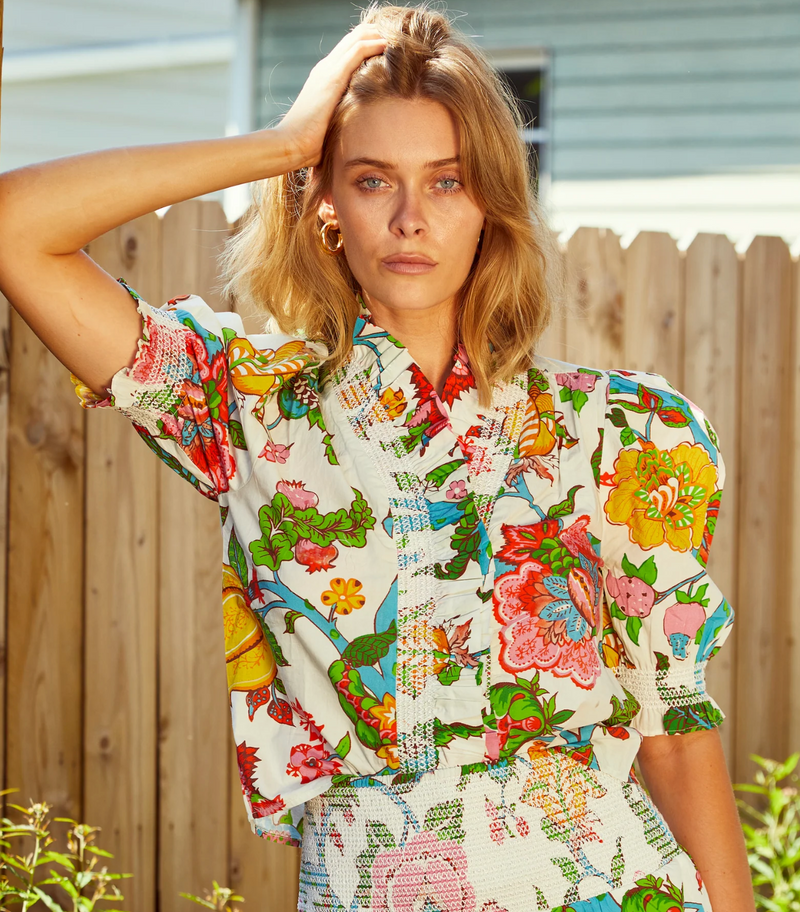 ZURI TOP SHORT SLEEVE - NIRVANA FLORAL PRINT