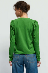 VALITA SPLIT NECK TOP - SALON GREEN