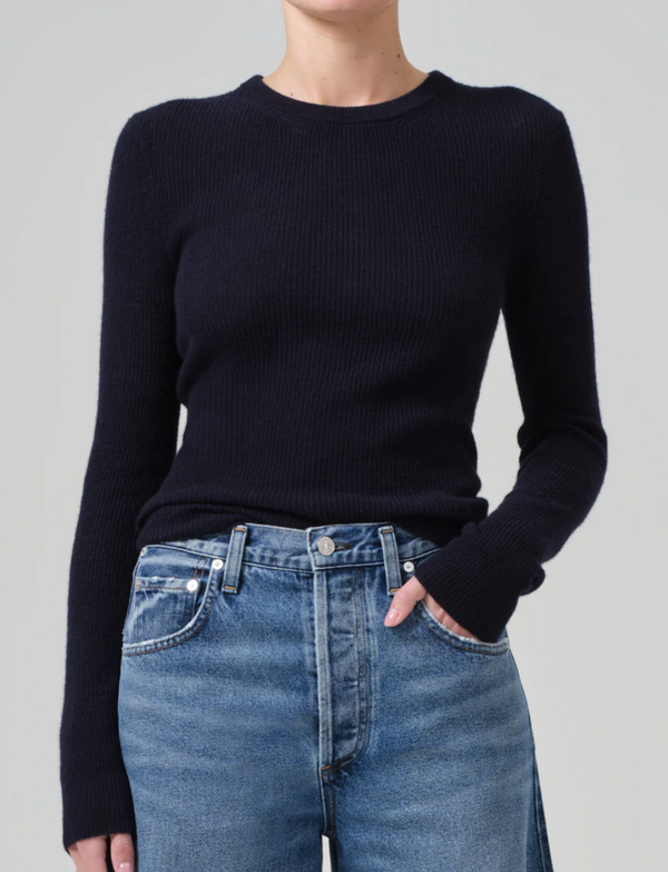 ALESSIA CREWNECK SWEATER IN NAVY