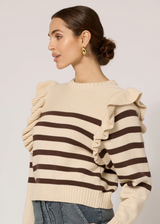 BLAIR SWEATER - CREAM/BROWN