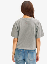 LE CARRE TEE - GREY MELANGE W/ BRIGHT POPPY OUI