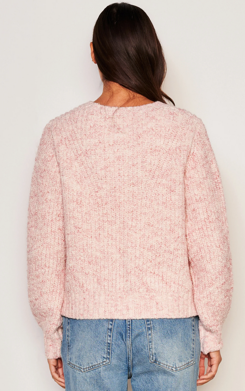 RIB TRANSFER CREW NECK SWEATER - GUAVA