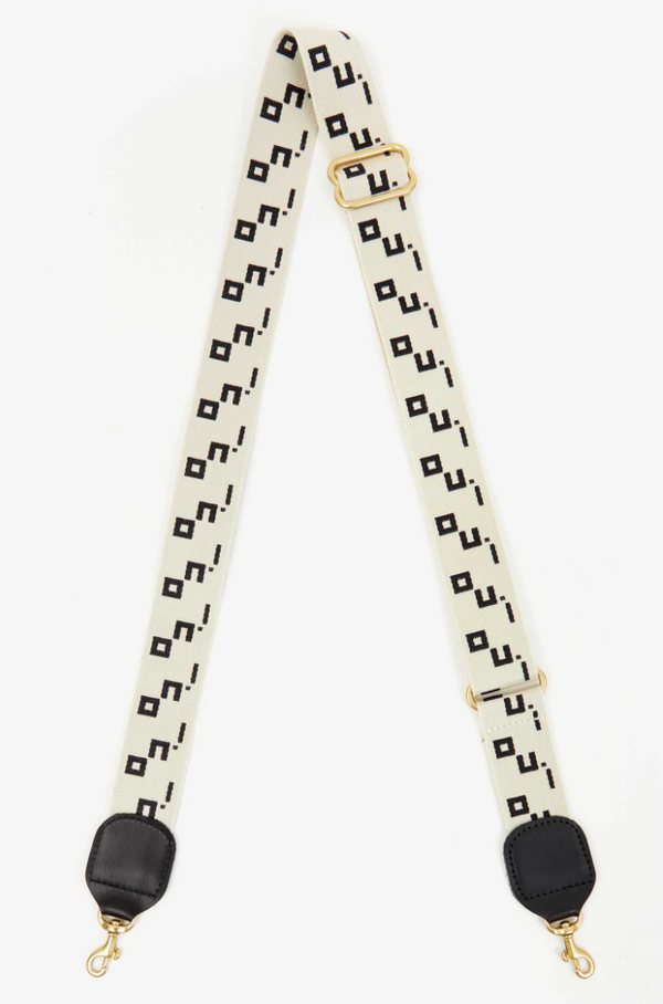 ADJUSTABLE CROSSBODY STRAP IN CREAM W/BLACK OUI