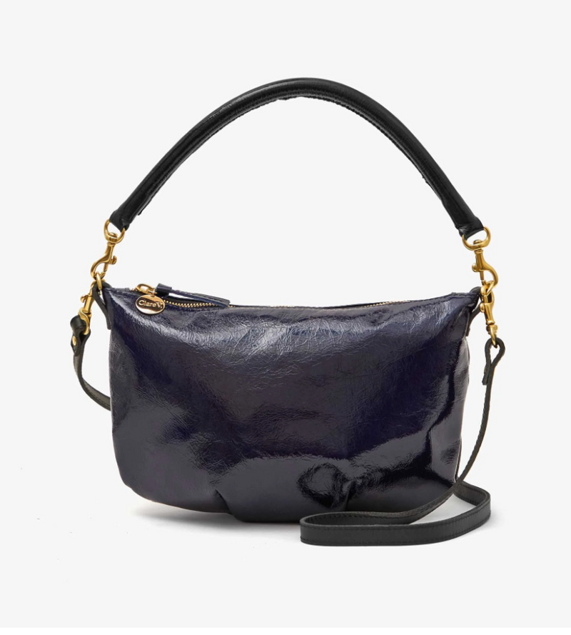 PETIT MOYEN MESSENGER IN TWILIGHT CRINKLE PATENT