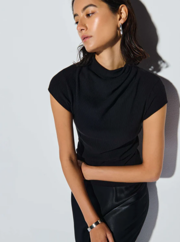 KATIE DRAPED TOP - JET BLACK