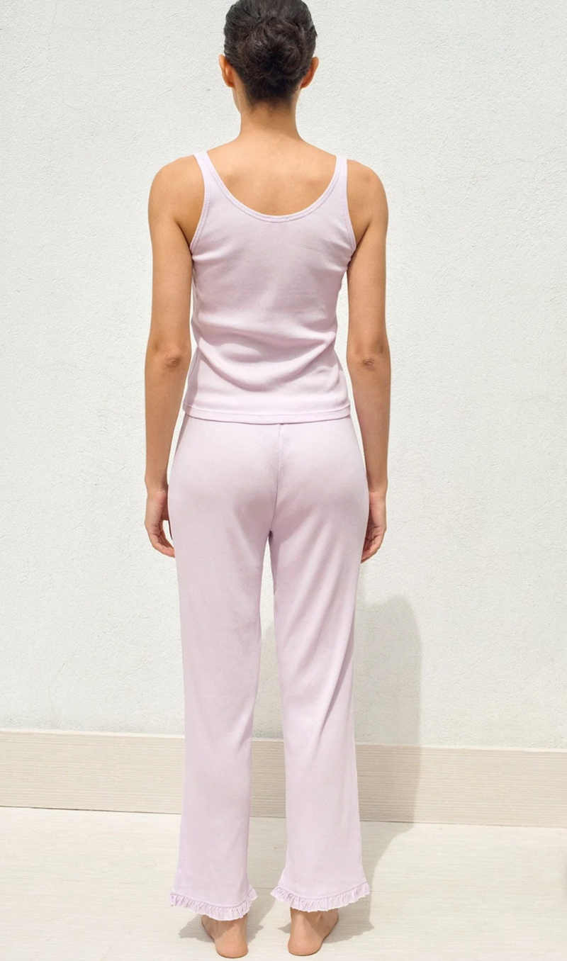 RAISA TANK & RAE RUFFLE PANT IN LILAC FOG