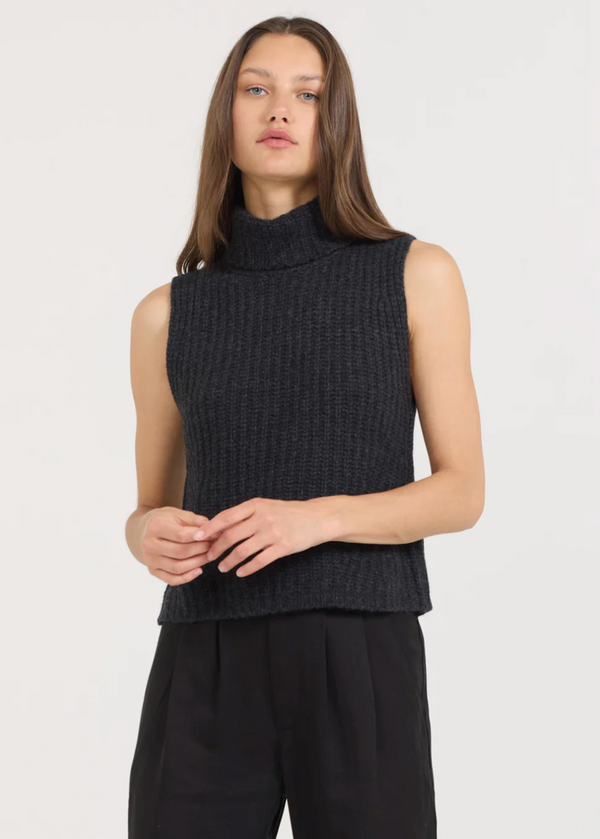 POLLY CASHMERE VEST - CHARCOAL