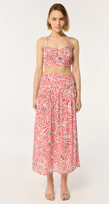 LONG SKIRT CARLA V IN PINK ARTISTIC FLOWER