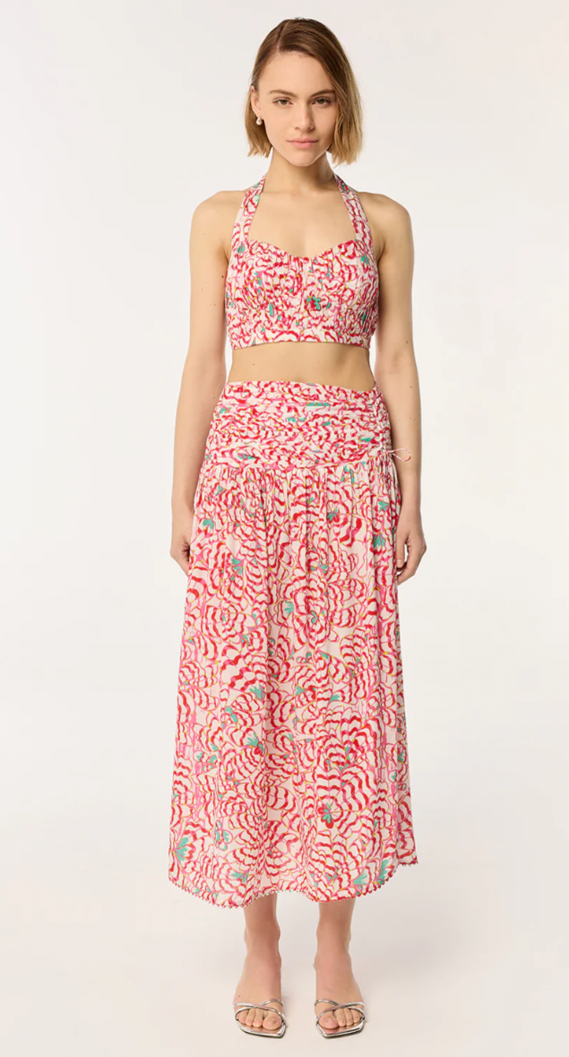 LONG SKIRT CARLA V IN PINK ARTISTIC FLOWER