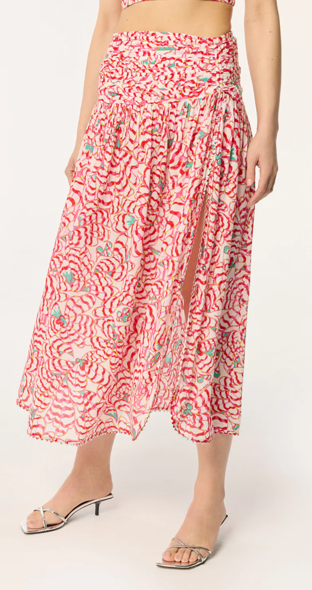 LONG SKIRT CARLA V IN PINK ARTISTIC FLOWER