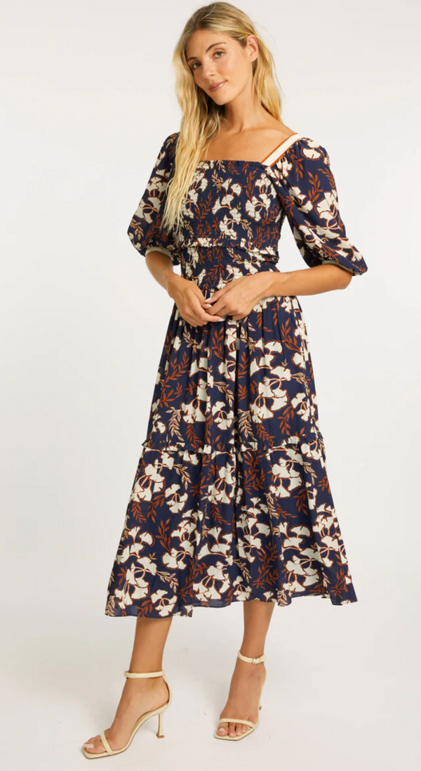 OCEANE DRESS IN GINKO BLOCK PRINT