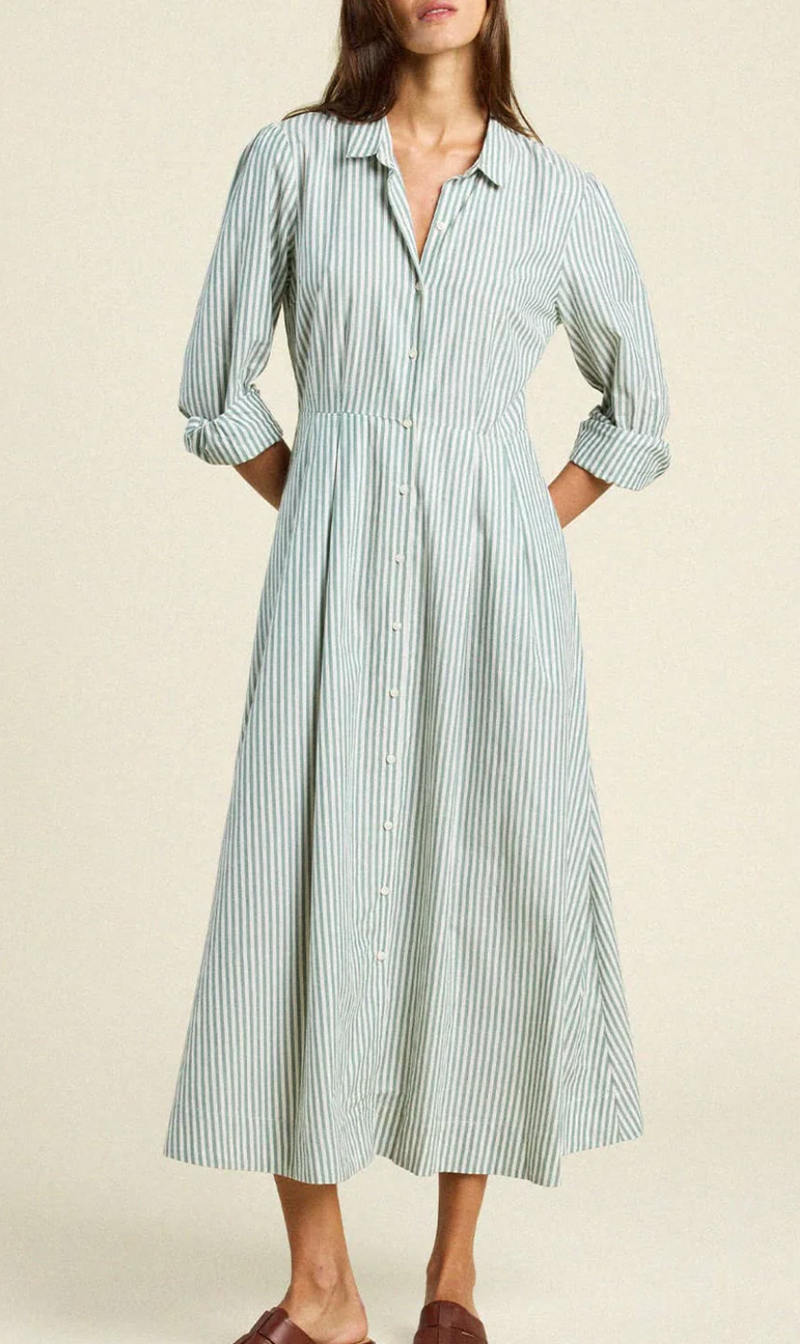 EMMELIE DRESS - GREEN STRIPE