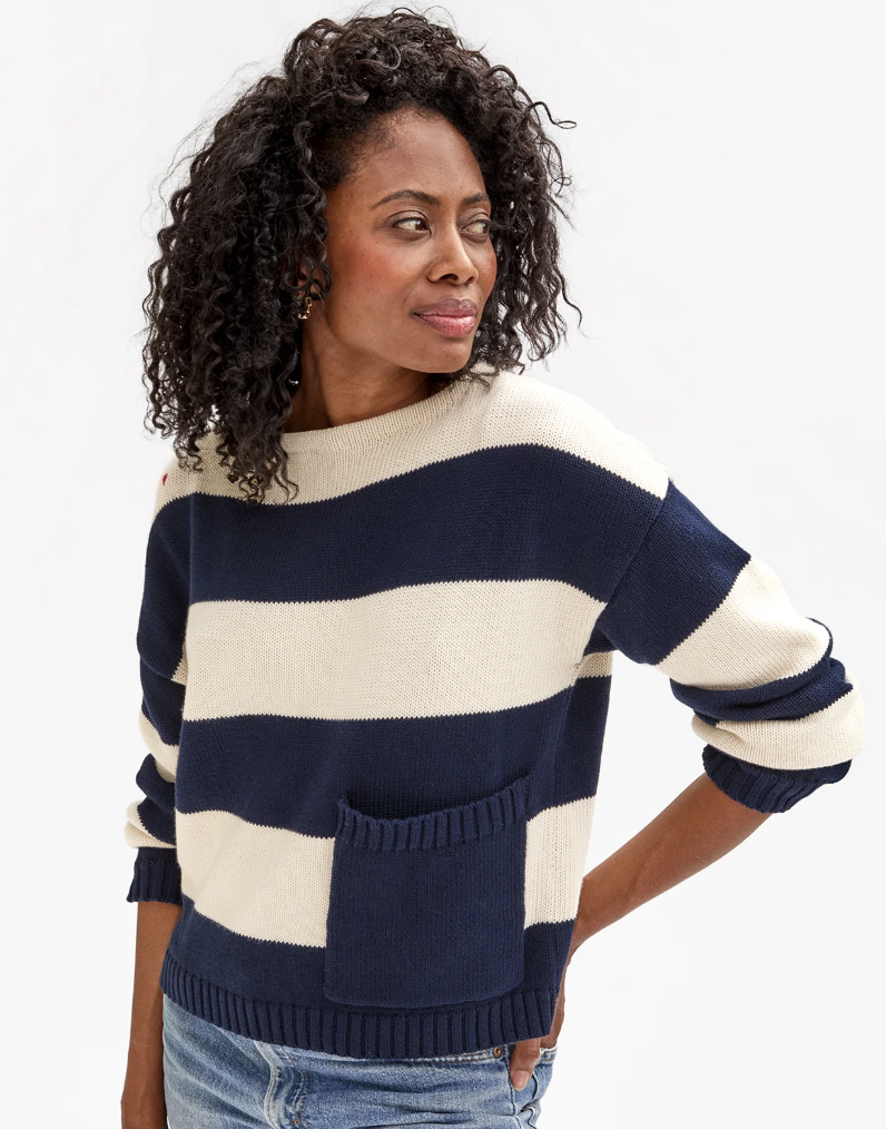 DOROTHEE SWEATER - NAVY AND CREAM STRIPE