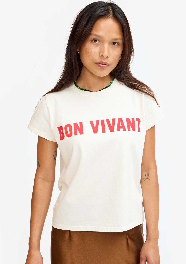 CLASSIC TEE - CREAM W/ BRIGHT POPPY BON VIVANT