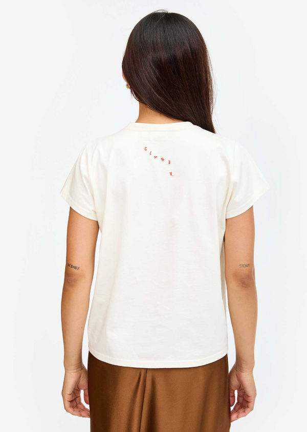 CLASSIC TEE - CREAM W/ BRIGHT POPPY BON VIVANT